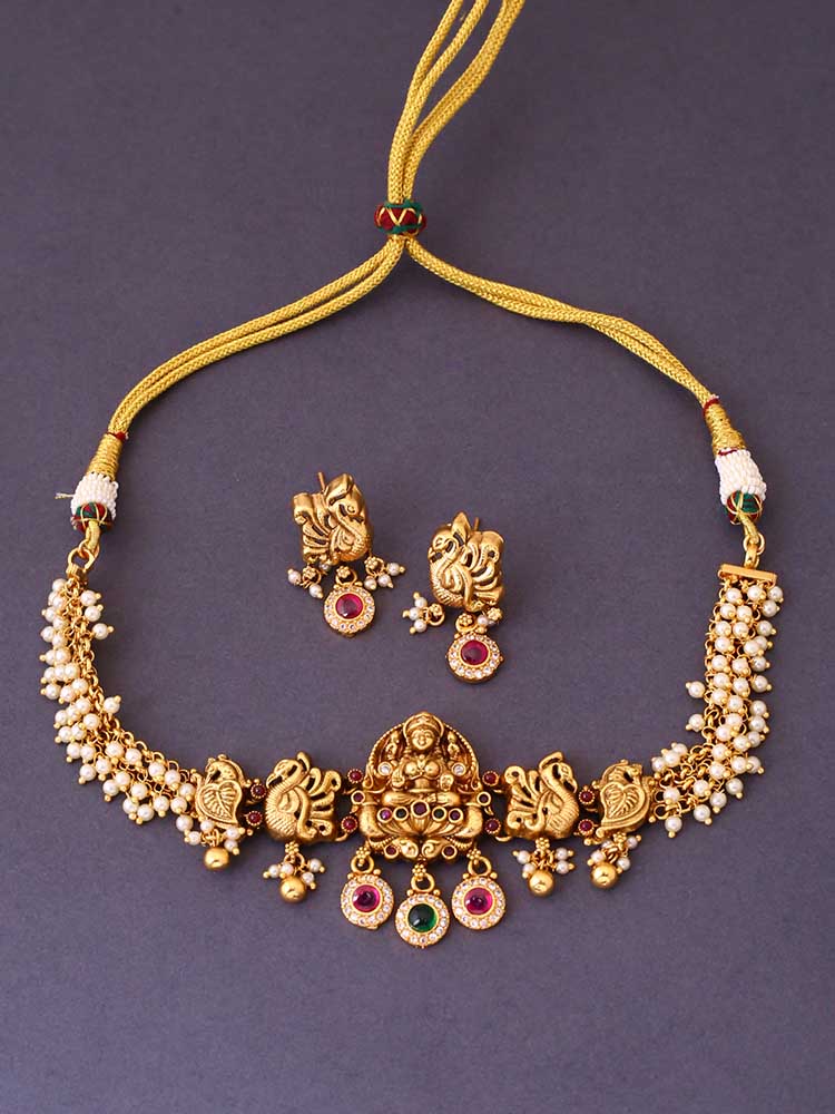 Golden Ramadevi Temple Jewellery Set