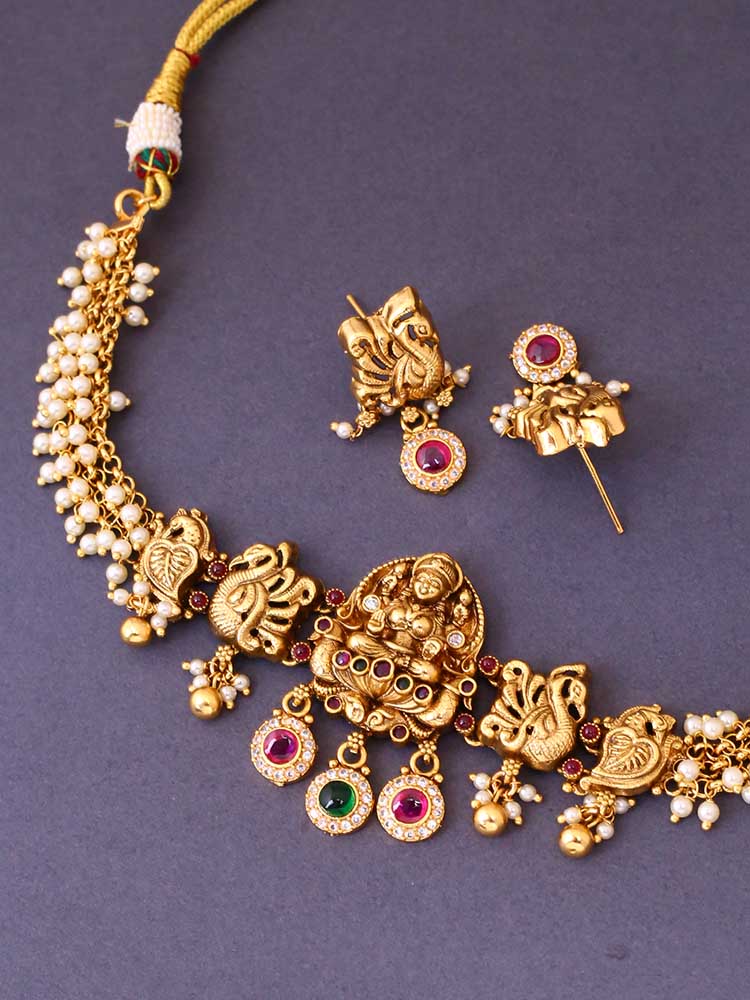 Golden Ramadevi Temple Jewellery Set