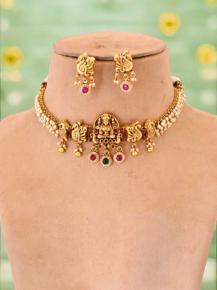 Golden Ramadevi Temple Jewellery Set