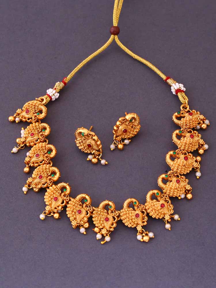 Golden Shankara Temple Jewellery Set