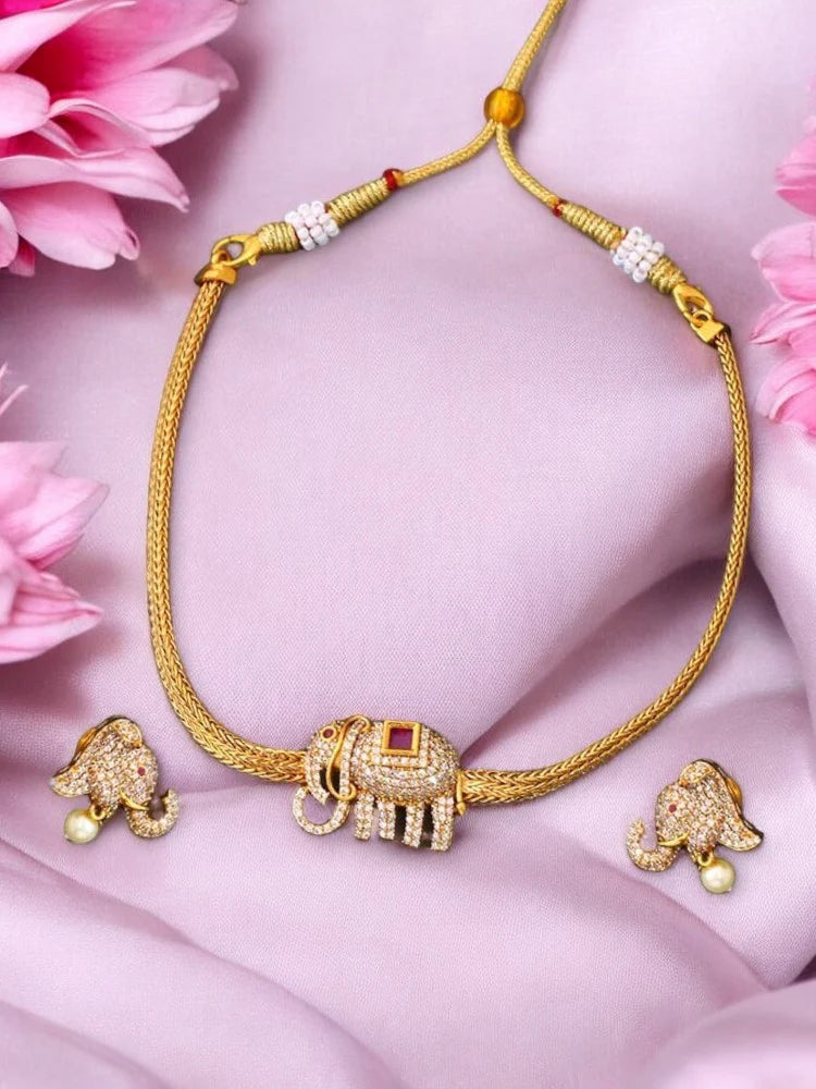 Golden Trilochana Temple Jewellery Set