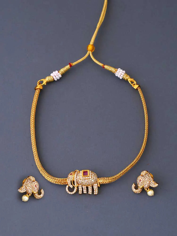 Golden Trilochana Temple Jewellery Set