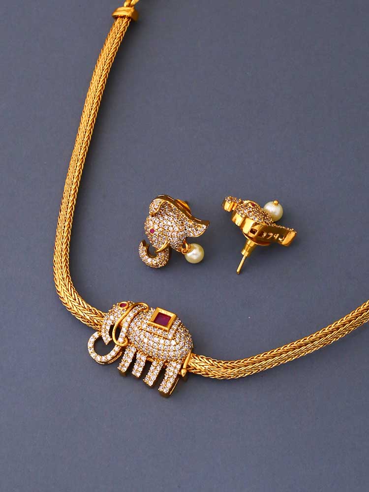 Golden Trilochana Temple Jewellery Set