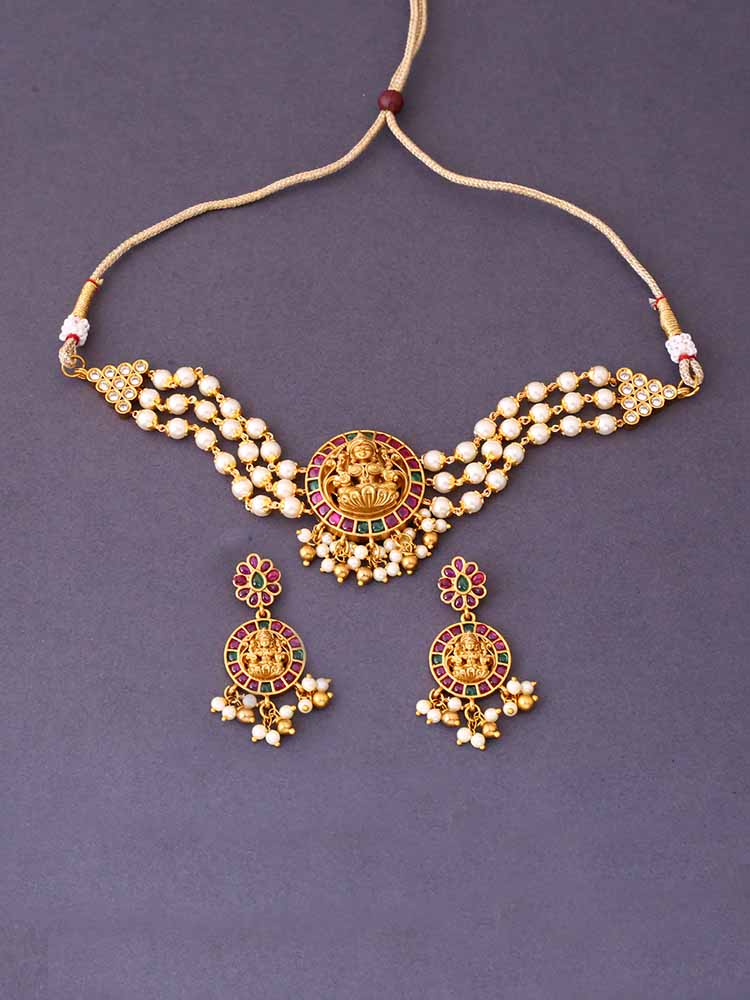 Golden Vishwanatha Temple Jewellery Set