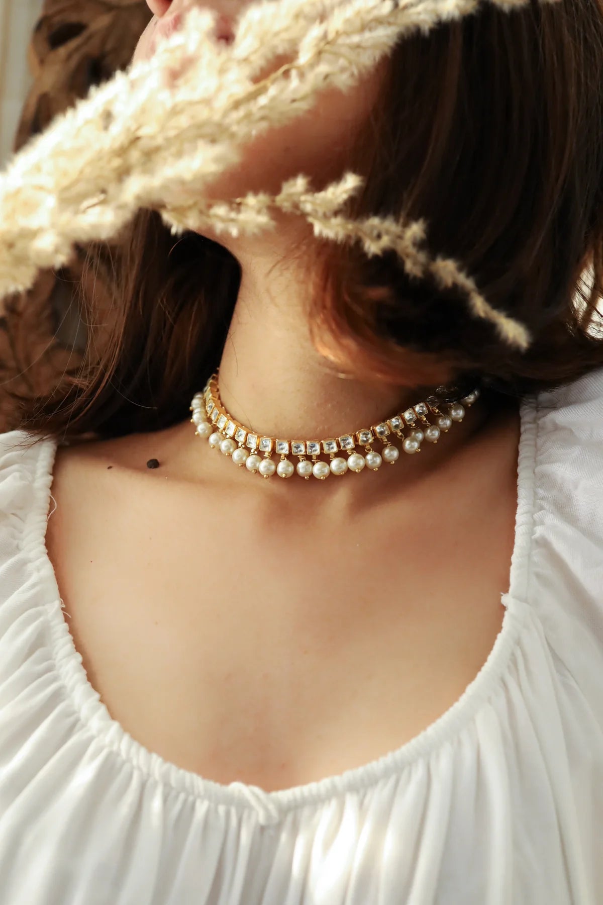 Yulia Kundan And Pearl Necklace