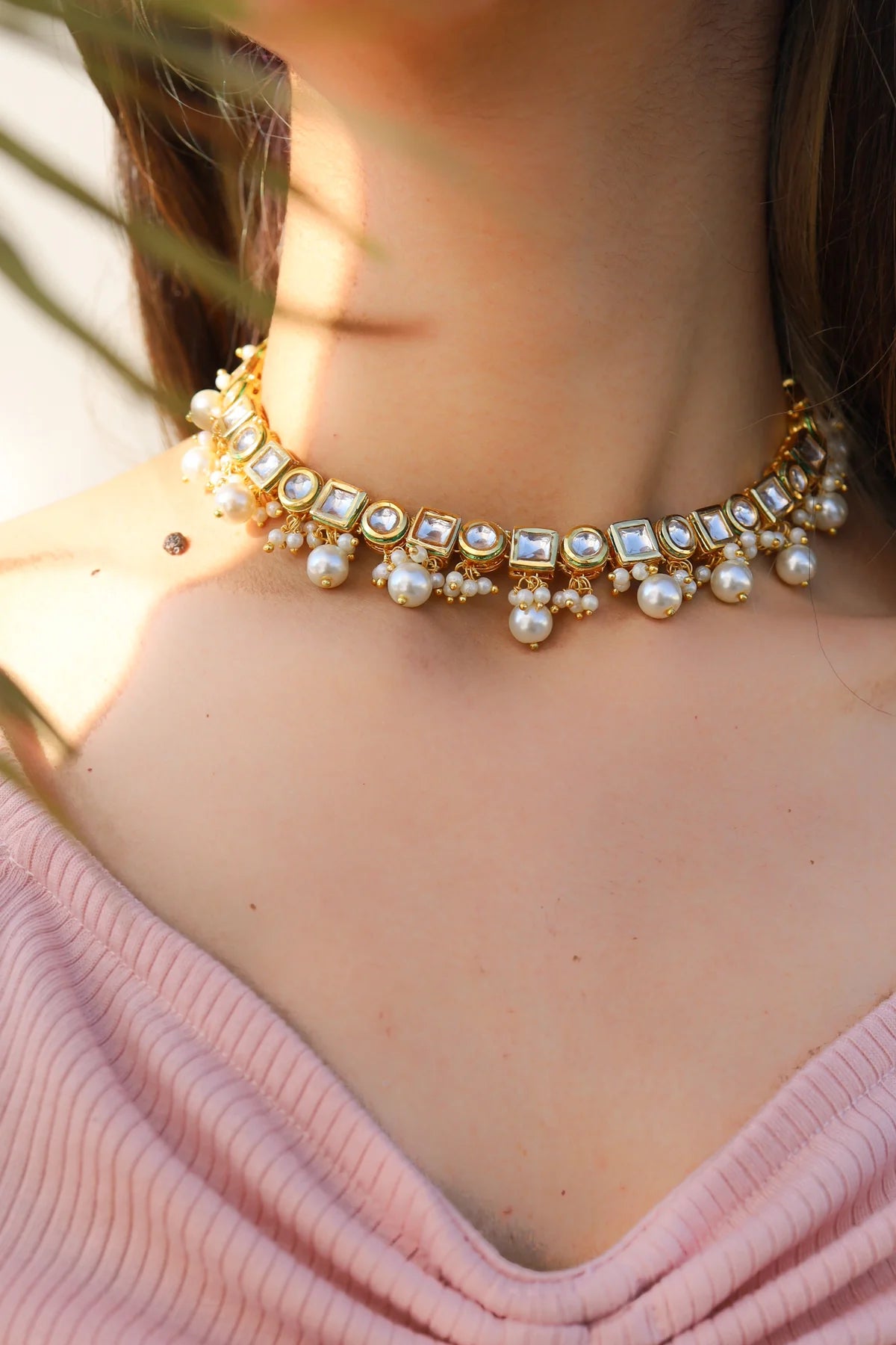 Mikhel Kundan Pearl Choker