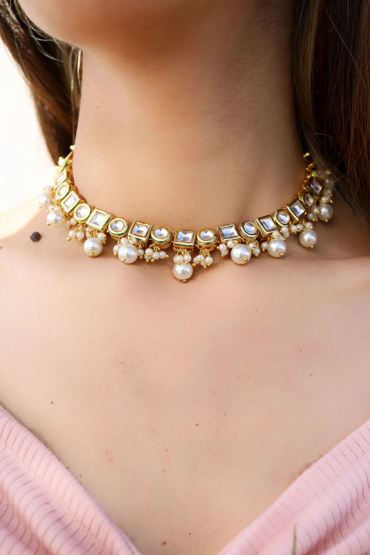 Mikhel Kundan Pearl Choker