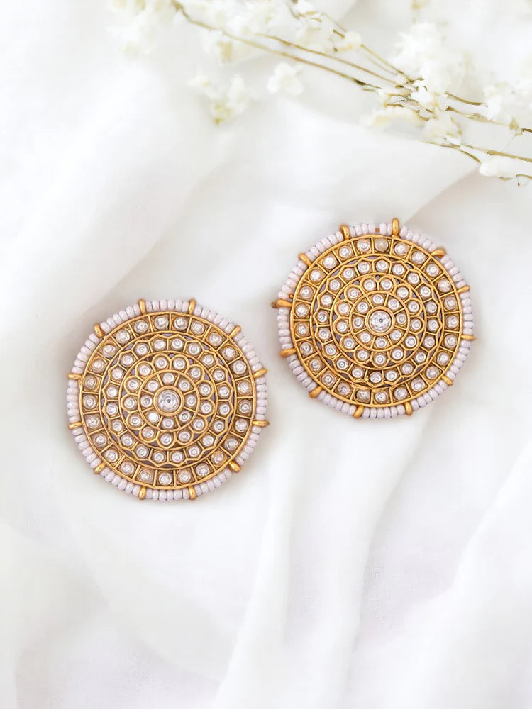 IVORY BHALCHANDRA TEMPLE STUDS