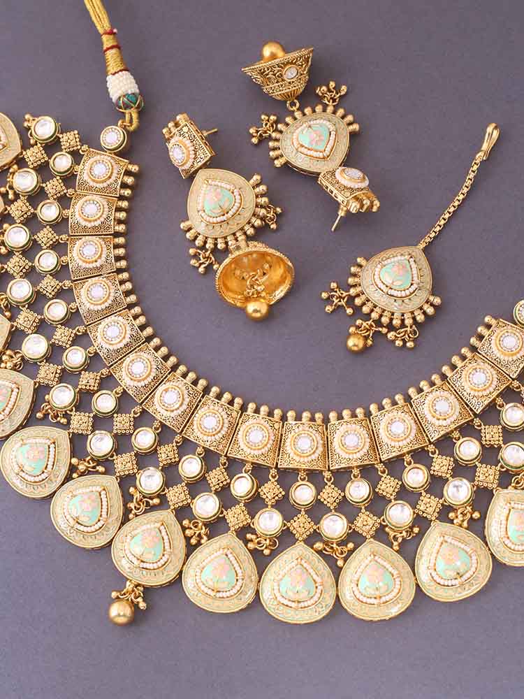 Golden Yogeeta Rajwadi Bridal Set