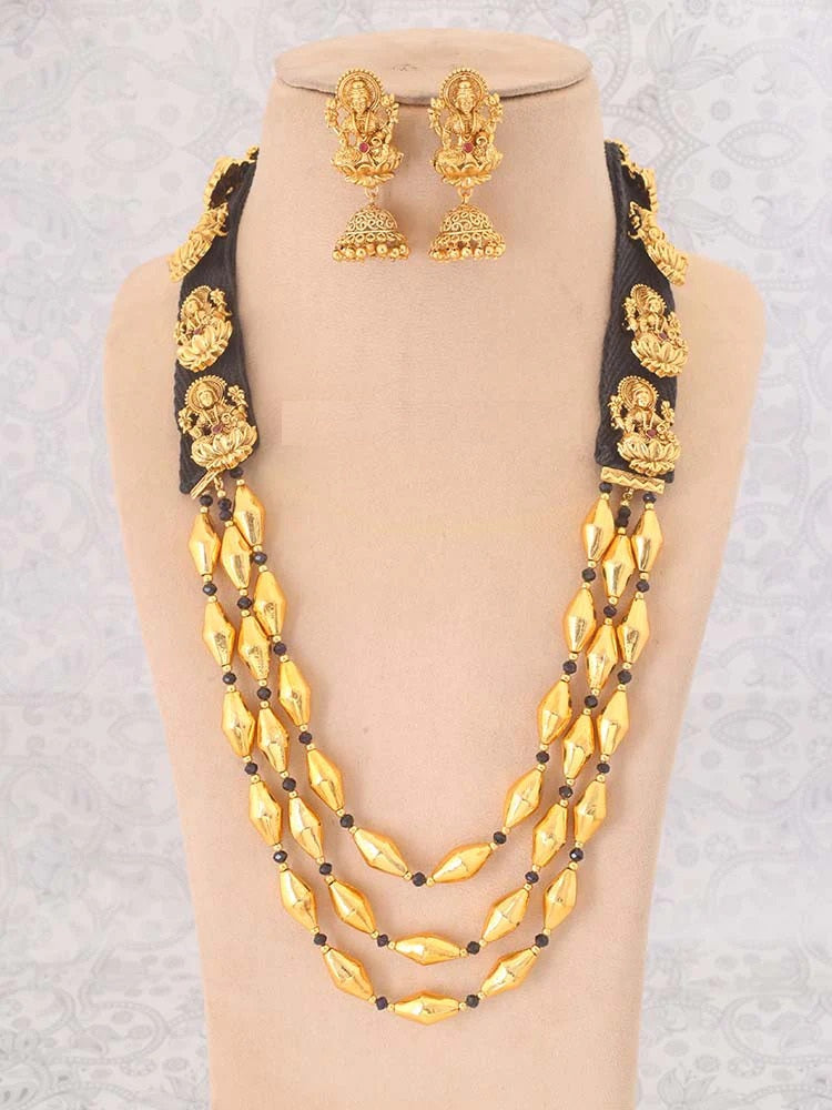 JET VRISHABHA TEMPLE JEWELLERY SET