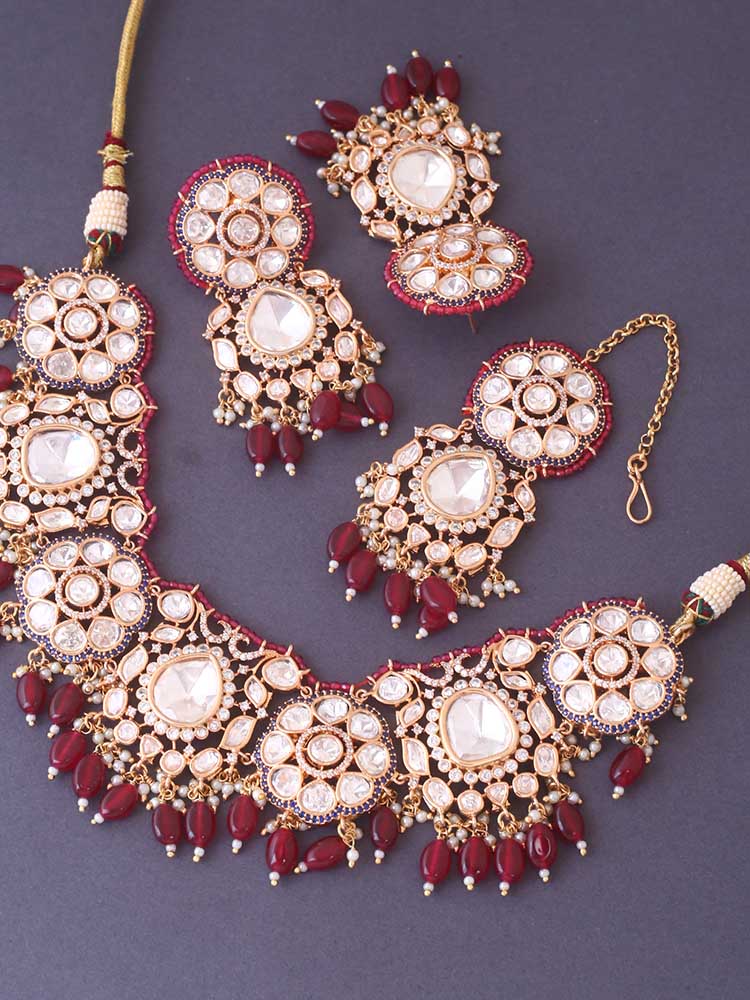 MAROON DHURVITA JEWELLERY SET