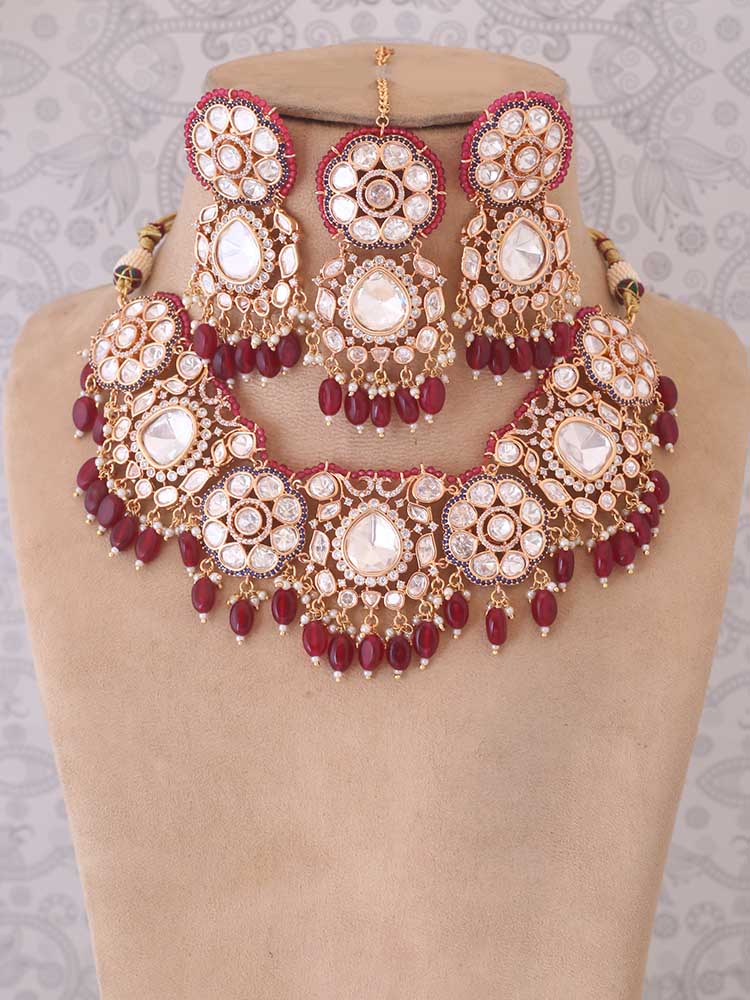 MAROON DHURVITA JEWELLERY SET