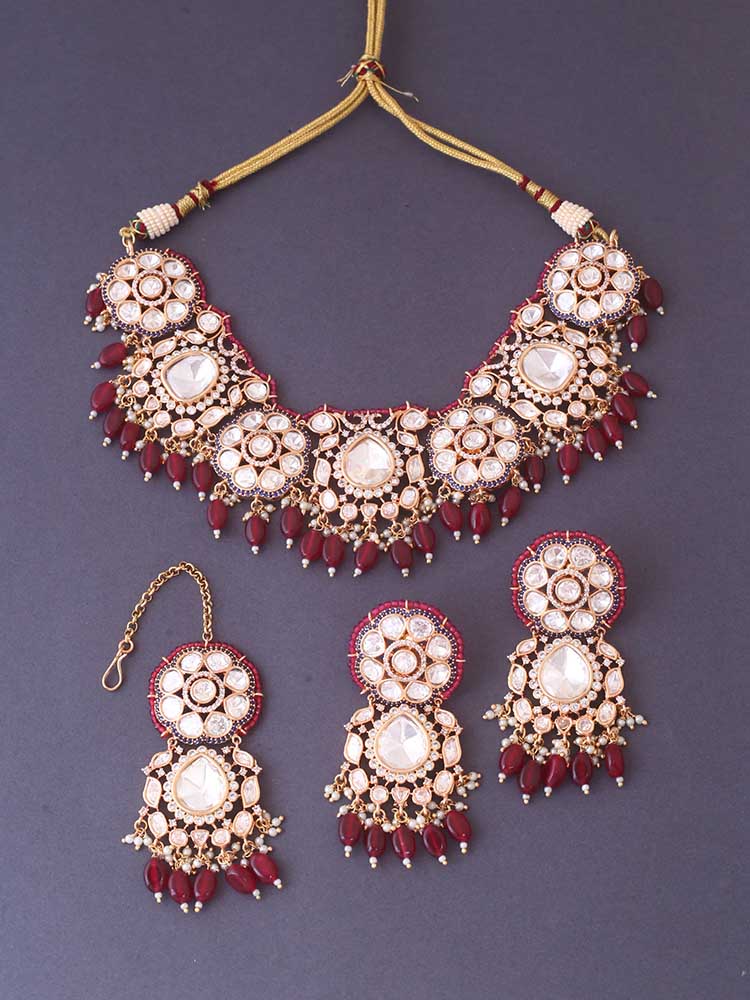 MAROON DHURVITA JEWELLERY SET