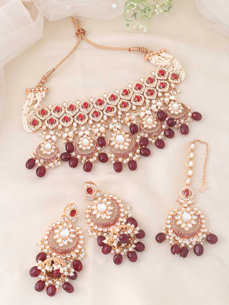 MAROON RITHYA JEWELLERY SET