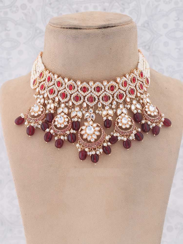 MAROON RITHYA JEWELLERY SET