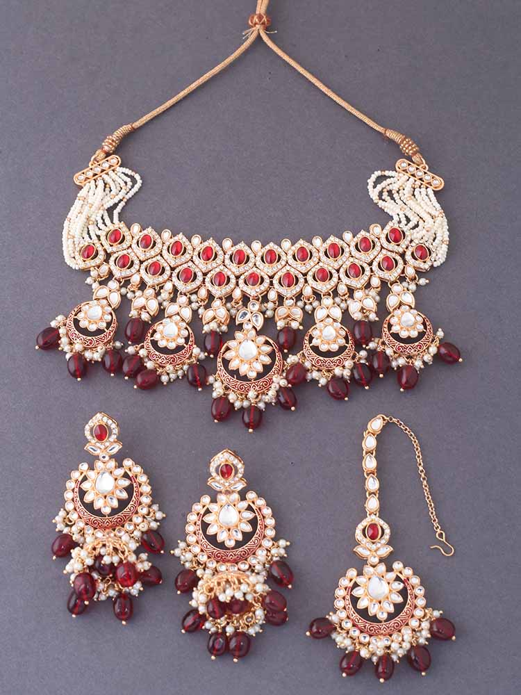 MAROON RITHYA JEWELLERY SET