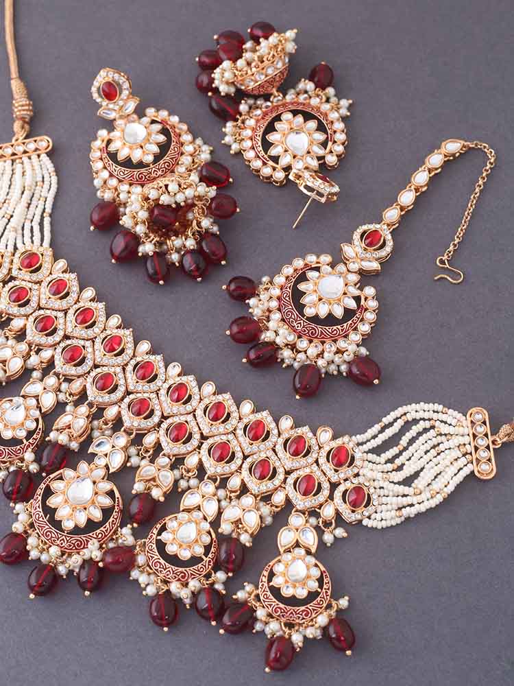 MAROON RITHYA JEWELLERY SET