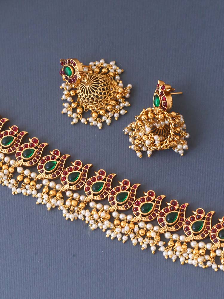 Multicolor Deeptika Temple Jewellery Set