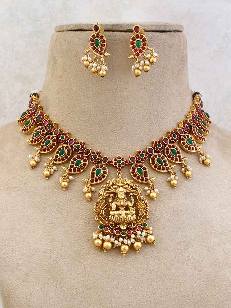 Multicolor Devmata Temple Jewellery Set