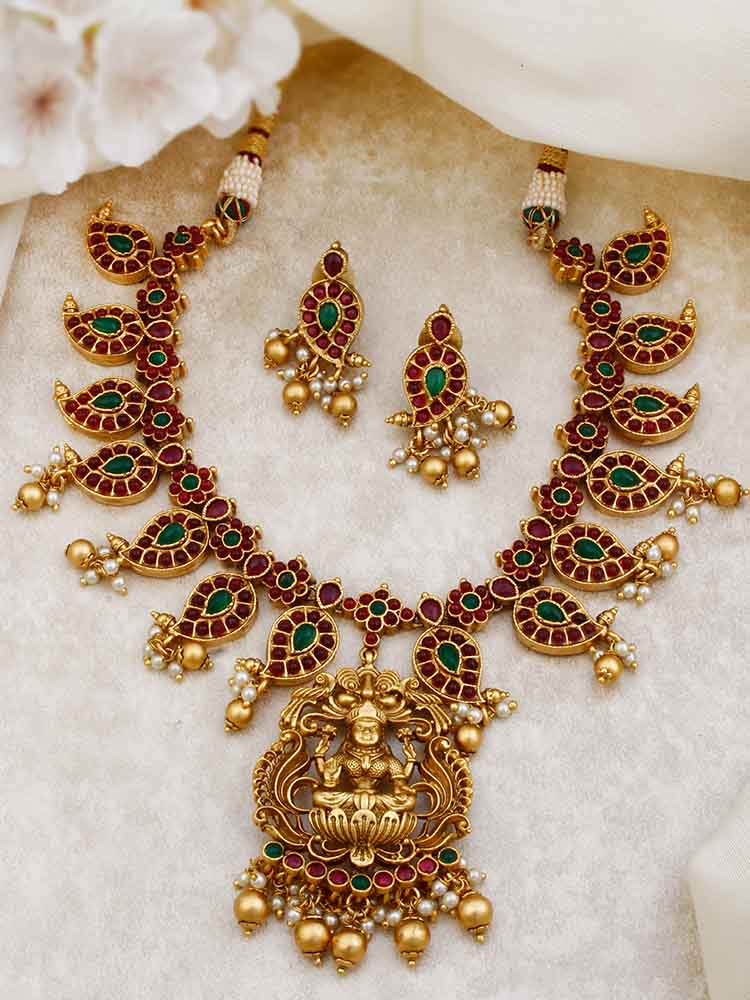 Multicolor Devmata Temple Jewellery Set