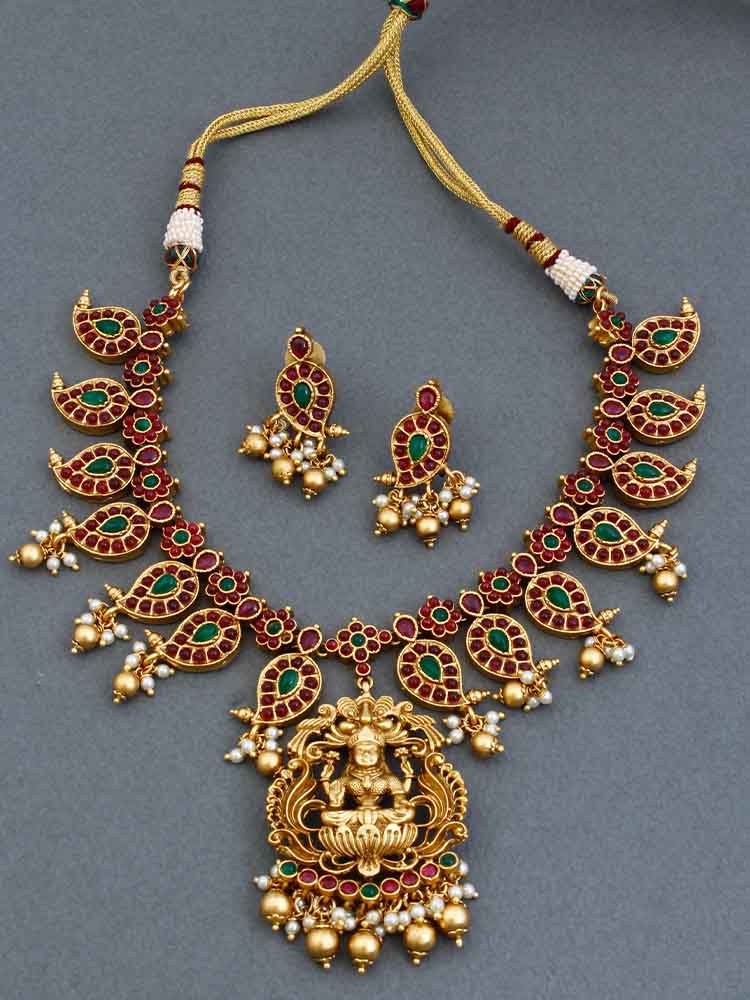 Multicolor Devmata Temple Jewellery Set