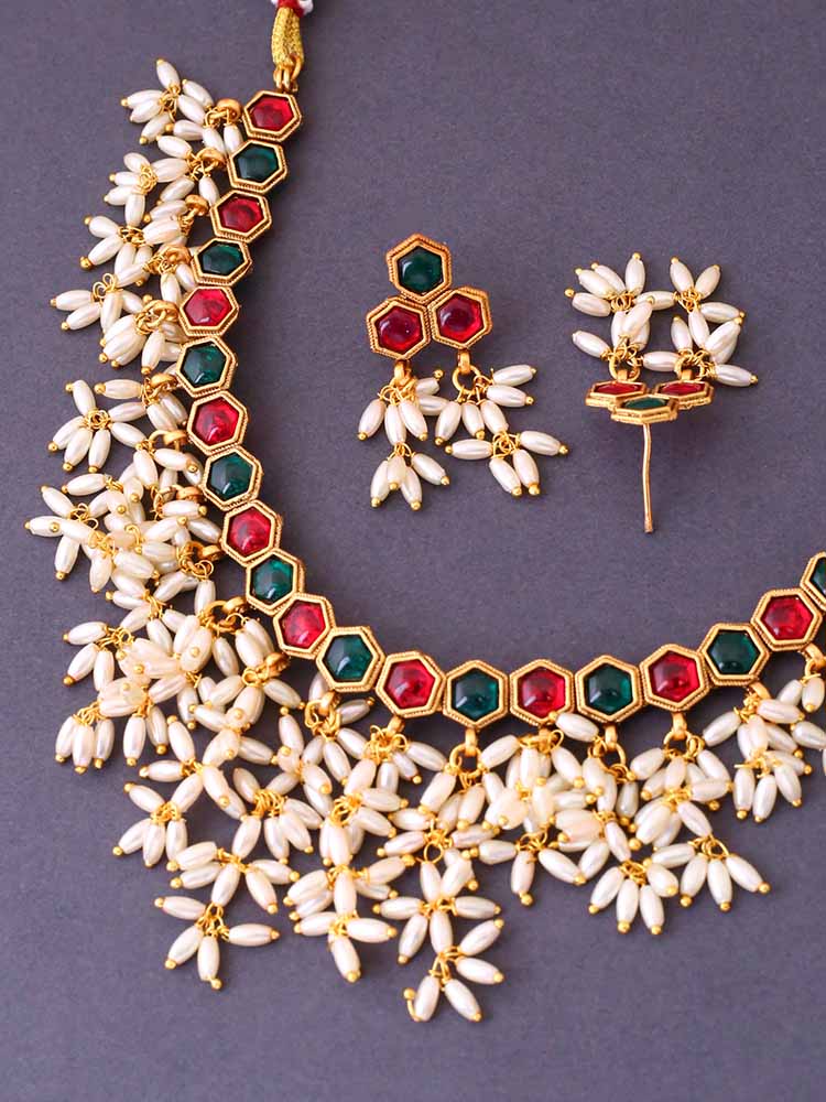 Multicolor Hari Antique Jewellery Set