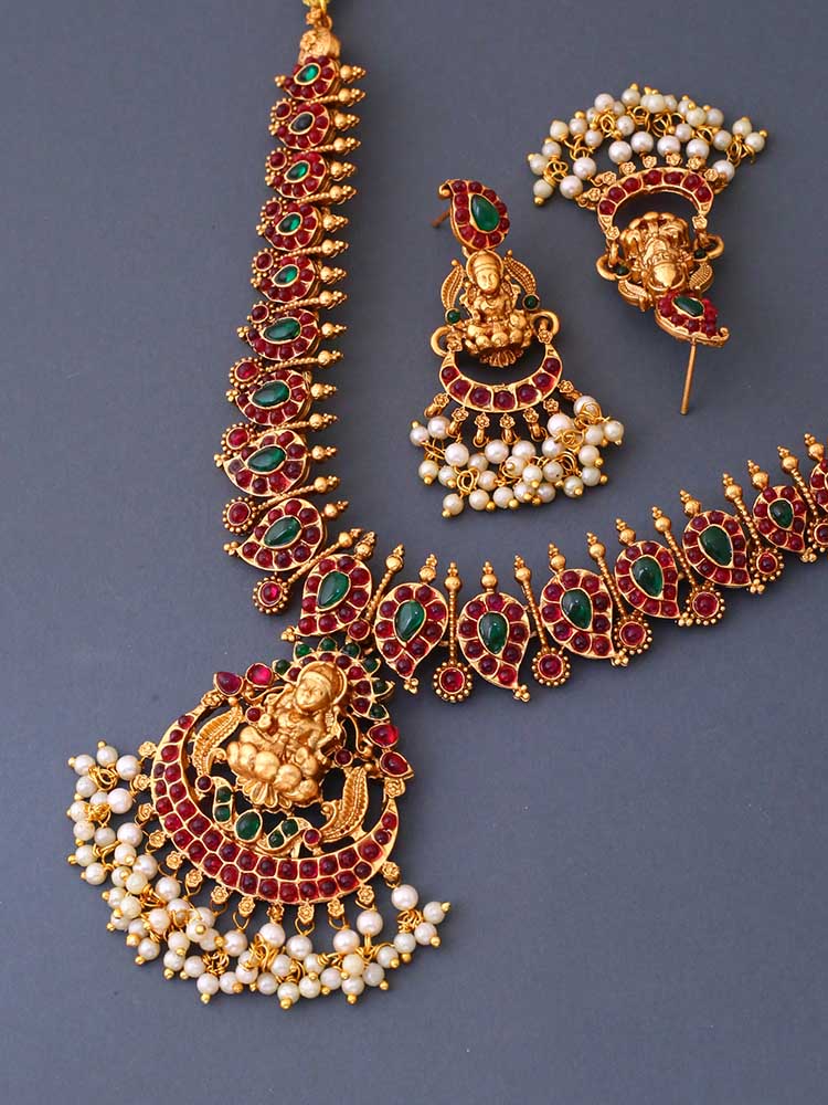 Multicolor Indra Temple Jewellery Set