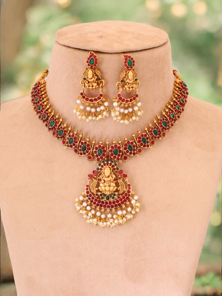 Multicolor Indra Temple Jewellery Set