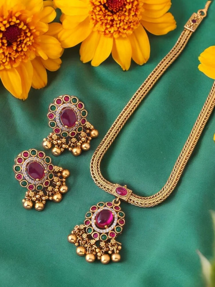 Multicolor Kailash Antique Jewellery Set