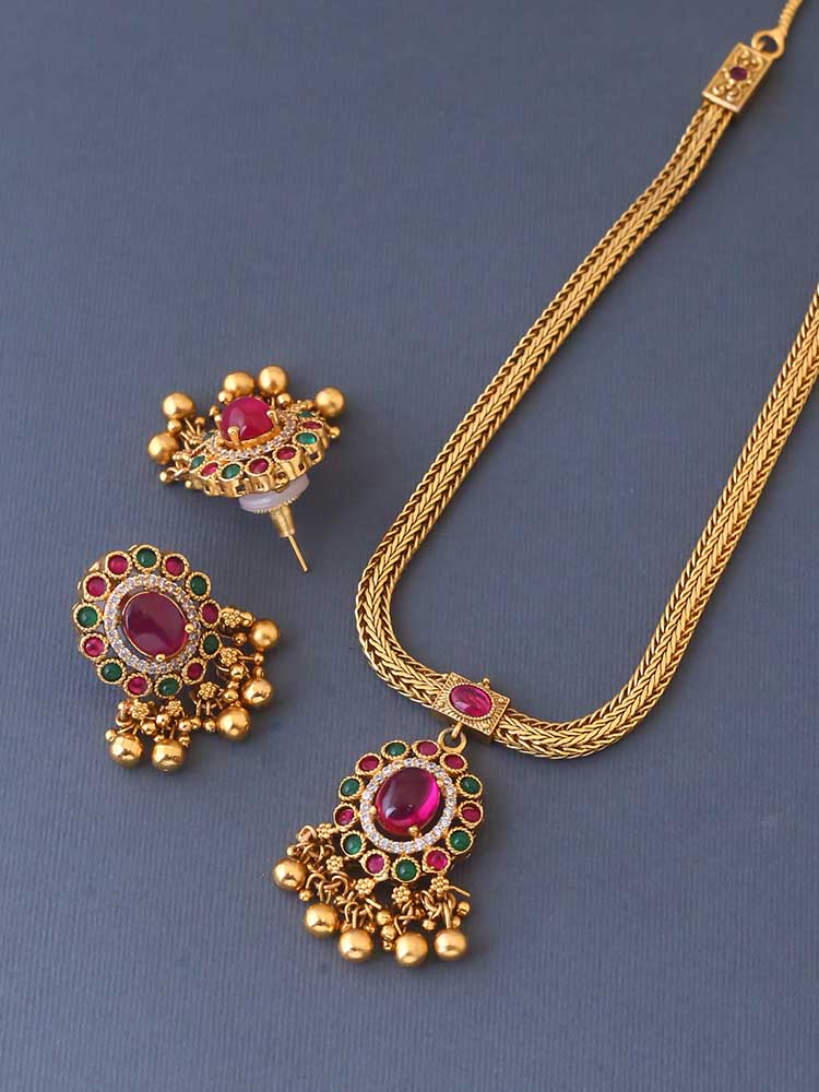 Multicolor Kailash Antique Jewellery Set