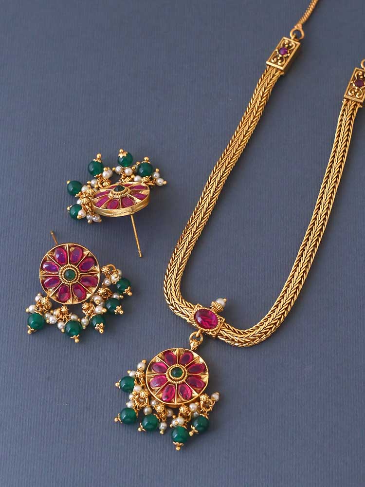 Multicolor Kalyani Antique Jewellery Set