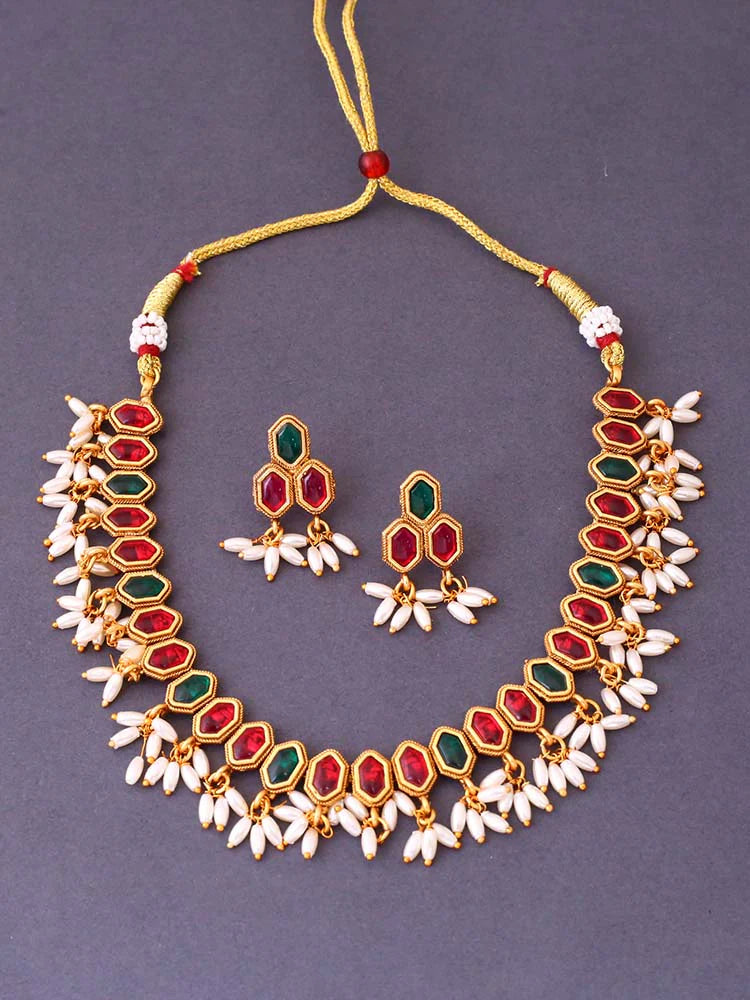 Multicolor Nilakantha Antique Jewellery Set