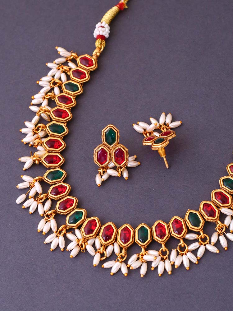 Multicolor Nilakantha Antique Jewellery Set