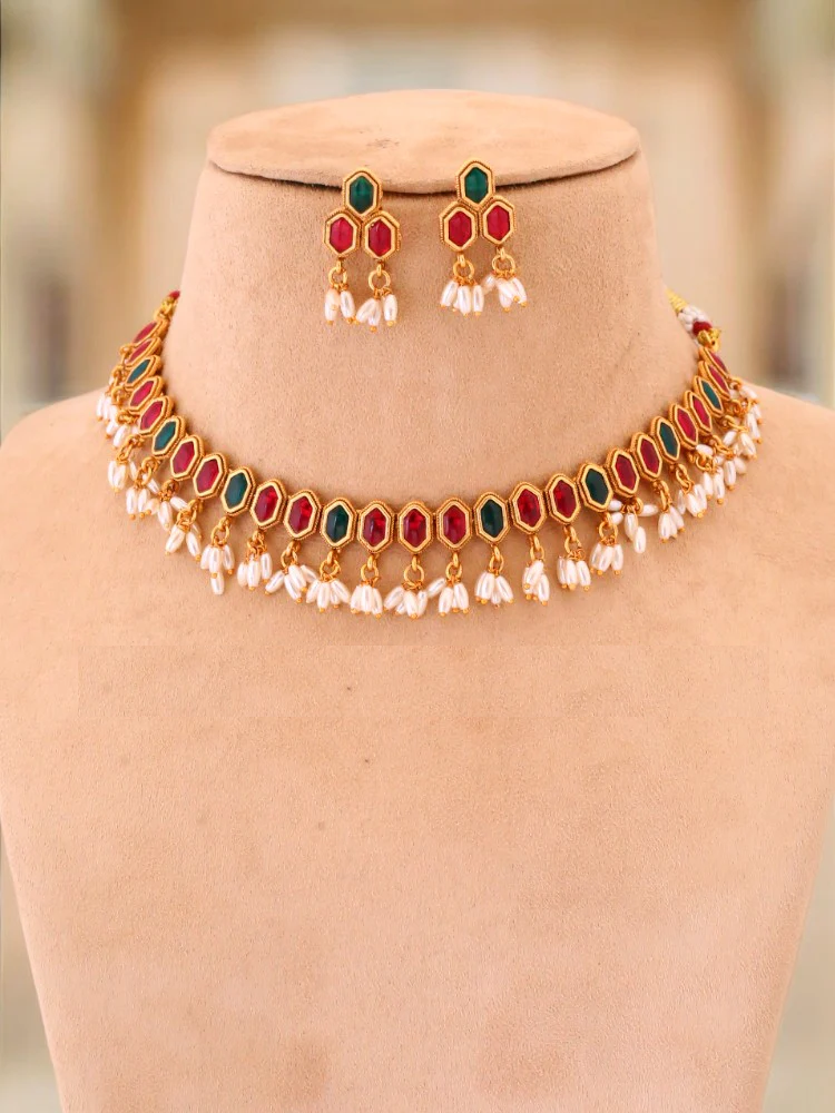 Multicolor Nilakantha Antique Jewellery Set