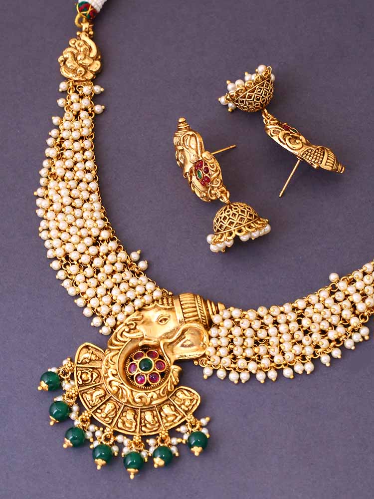 Multicolor Varadavinayak Temple Jewellery Set