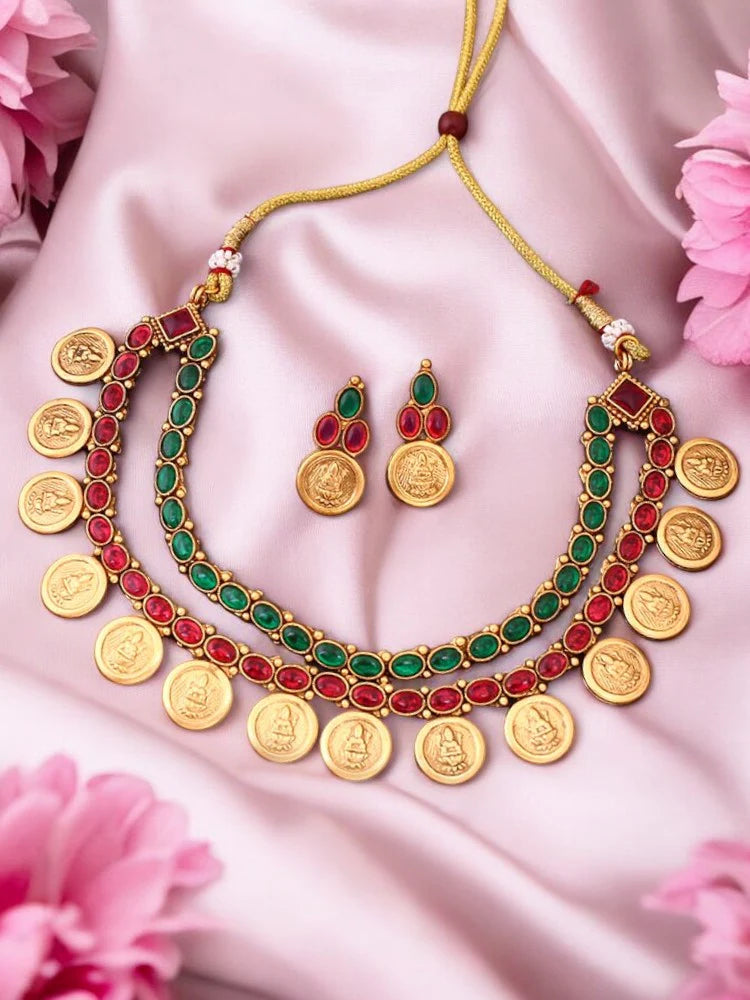 Multicolor Yama Temple Jewellery Set