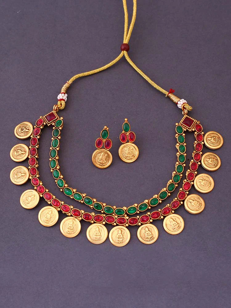 Multicolor Yama Temple Jewellery Set