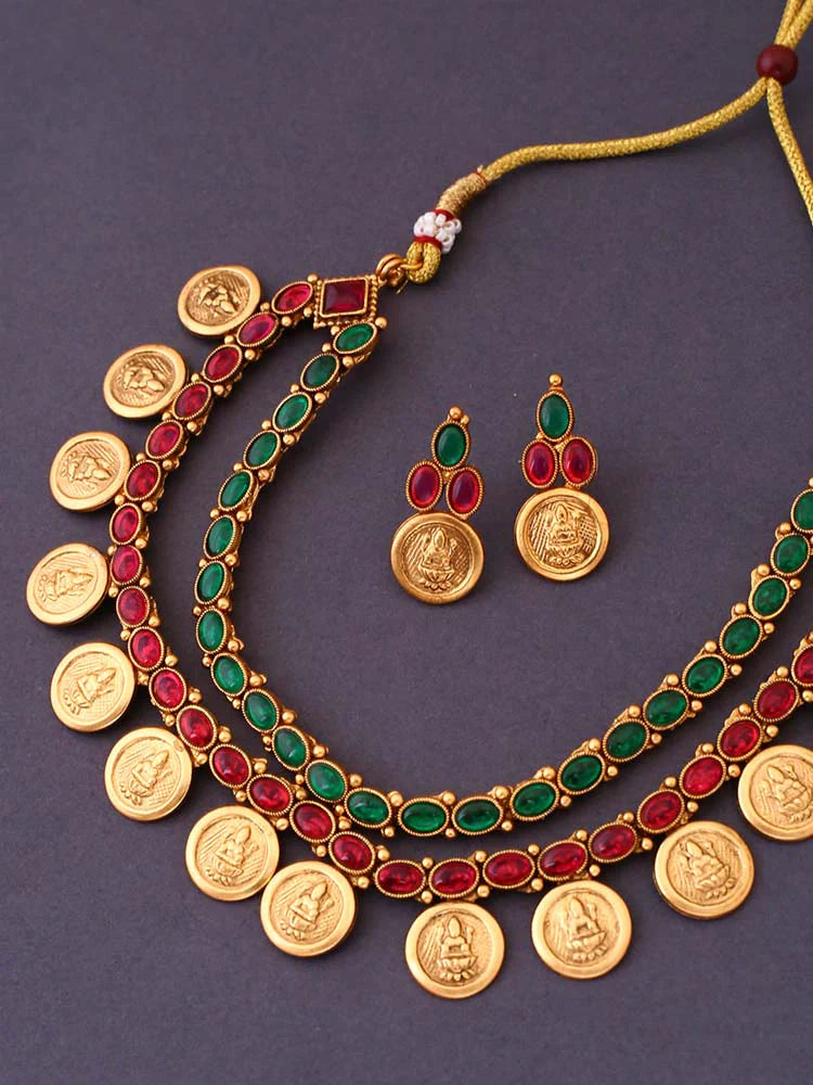 Multicolor Yama Temple Jewellery Set