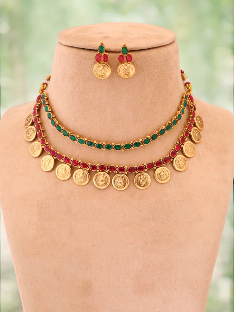 Multicolor Yama Temple Jewellery Set