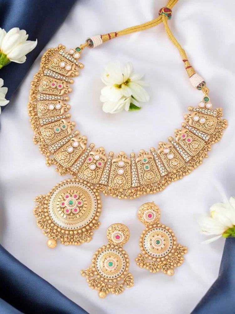 Multicolor Rutvi Antique Jewellery Set