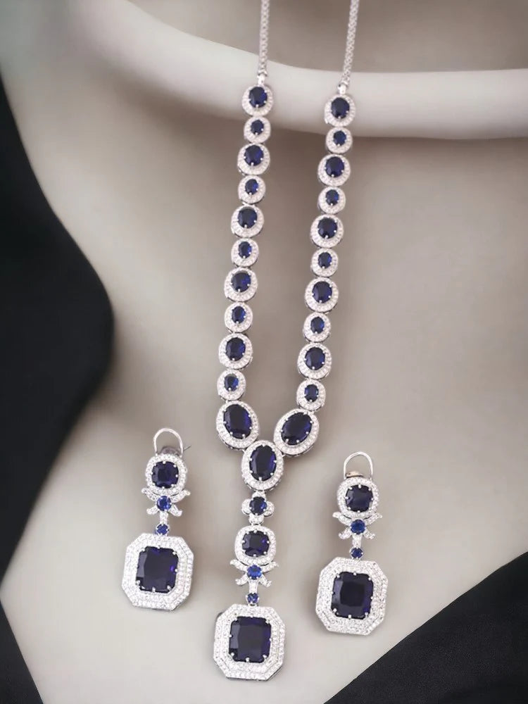 NAVY AADRIAN ZIRCONIA JEWELLERY SET