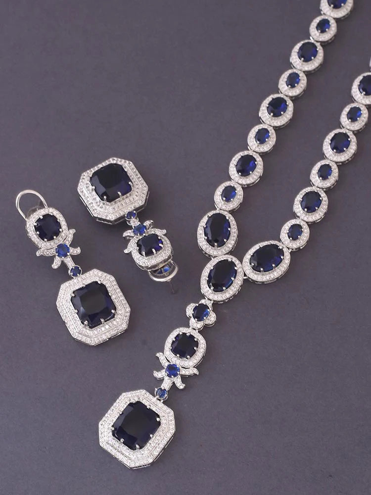 NAVY AADRIAN ZIRCONIA JEWELLERY SET