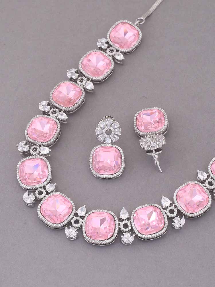 PINK ANASTACIA ZIRCONIA JEWELLERY SET