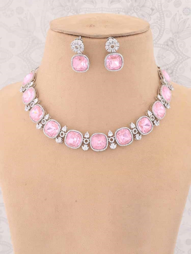 PINK ANASTACIA ZIRCONIA JEWELLERY SET