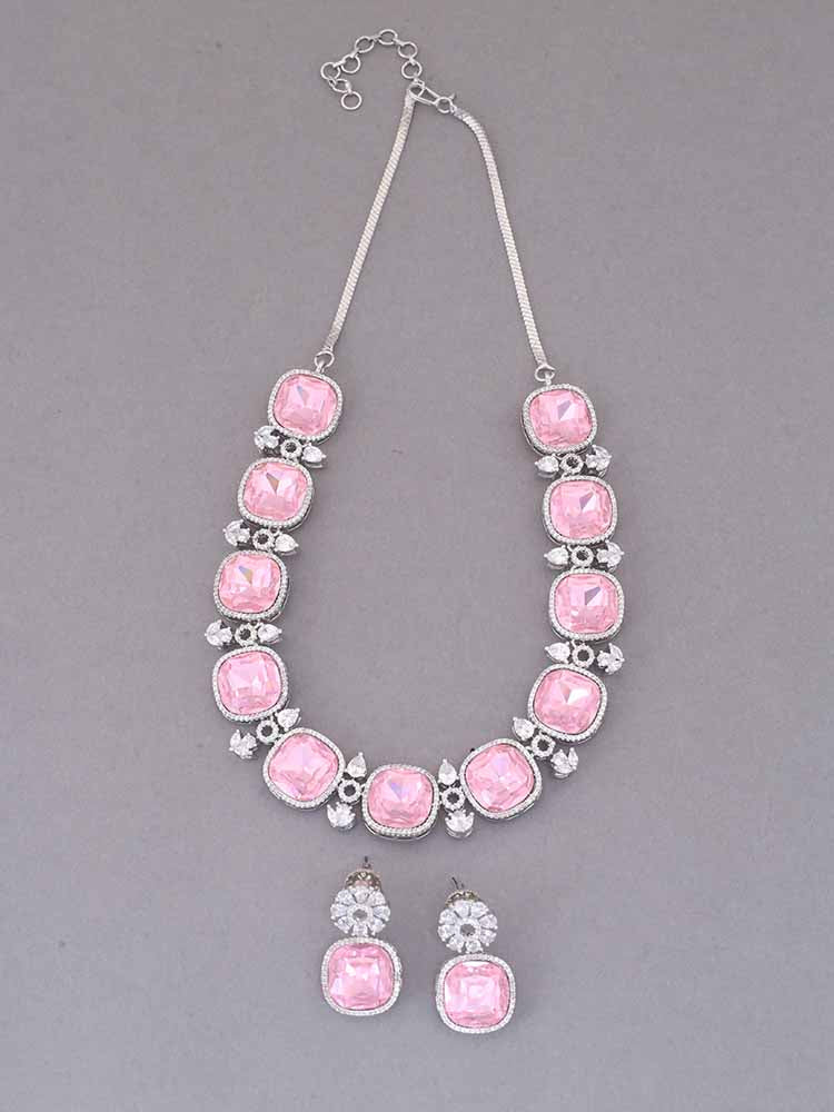 PINK ANASTACIA ZIRCONIA JEWELLERY SET