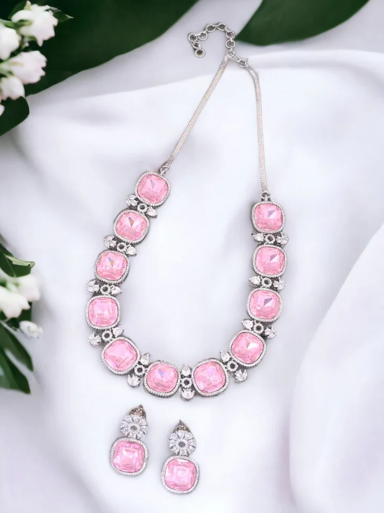 PINK ANASTACIA ZIRCONIA JEWELLERY SET