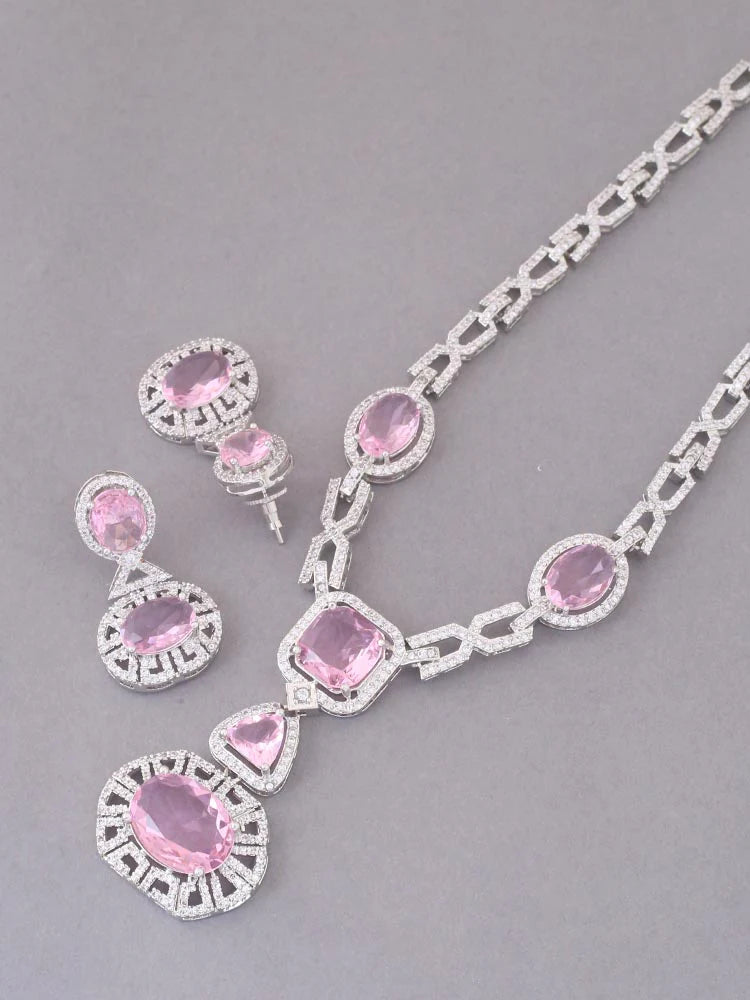 PINK DEMELZA ZIRCONIA JEWELLERY SET