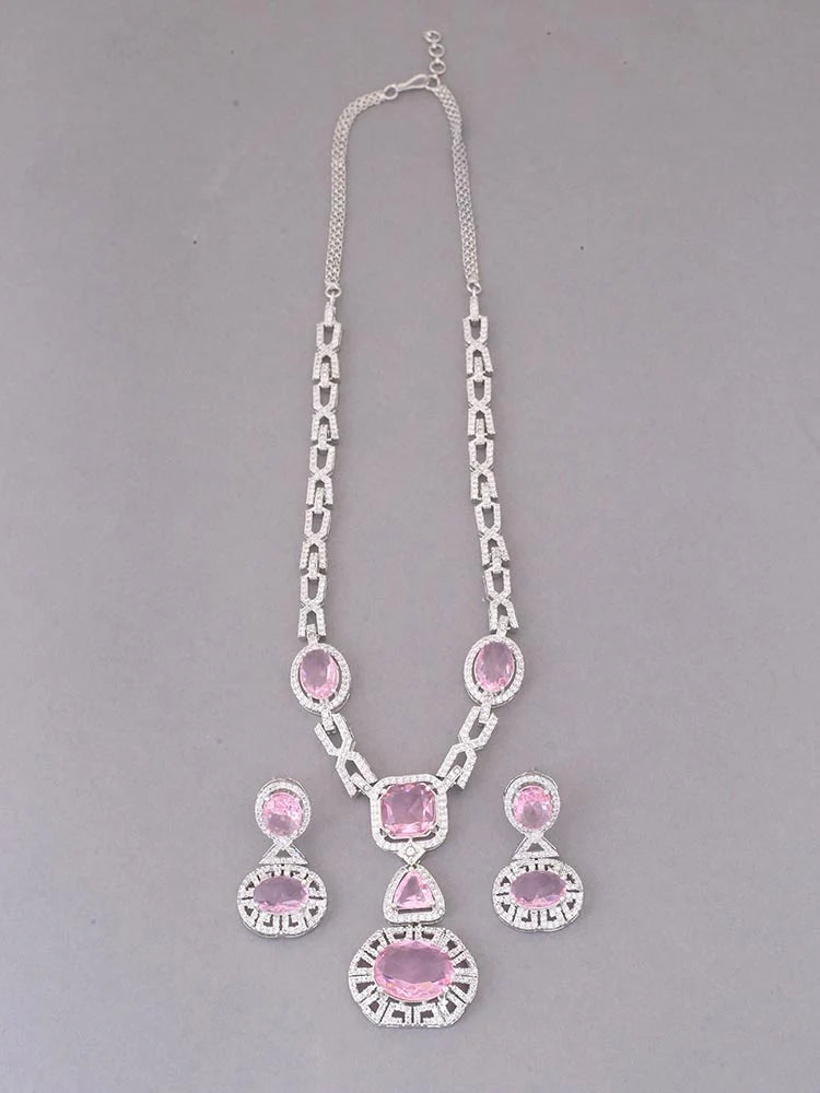 PINK DEMELZA ZIRCONIA JEWELLERY SET