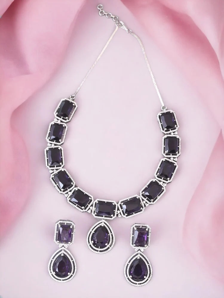 PURPLE GABRIELLA ZIRCONIA JEWELLERY SET