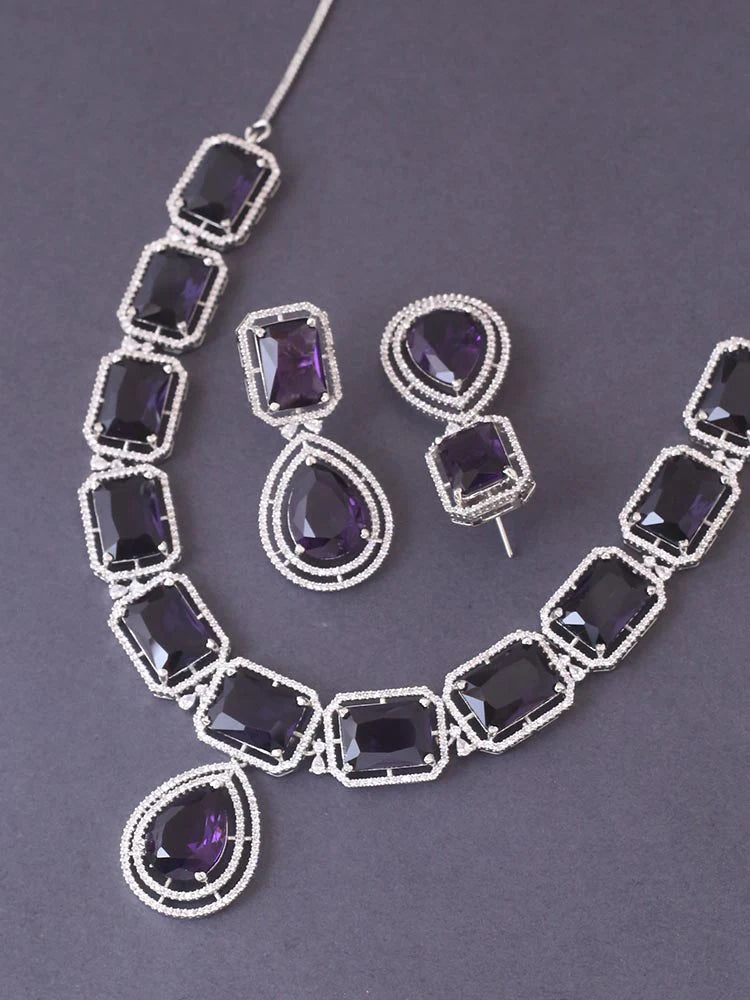 PURPLE GABRIELLA ZIRCONIA JEWELLERY SET